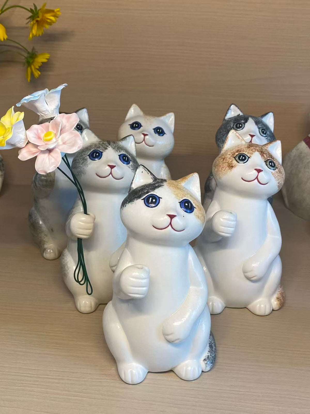 Handmade Ceramic Cat Vase | Adorable Cat Figurine, Cat Lover Gift