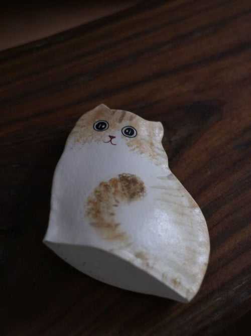Handmade Ceramic Cat Vase | Vintage Brushstroke Design, Cat Lover Gift