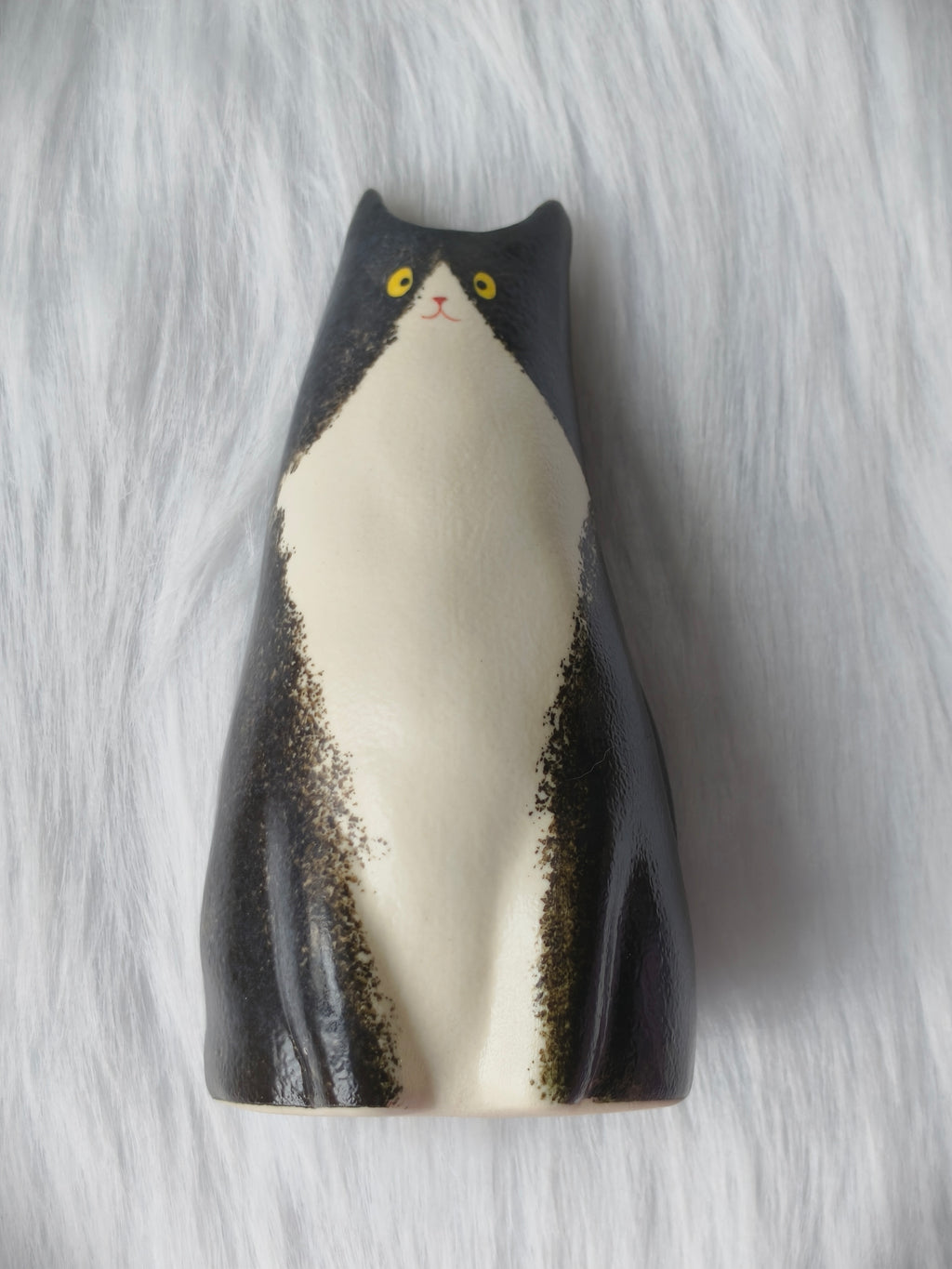 Handmade Ceramic Cat Vase | Tall Flower Vase, Cat Lover Gift - Cow Cat