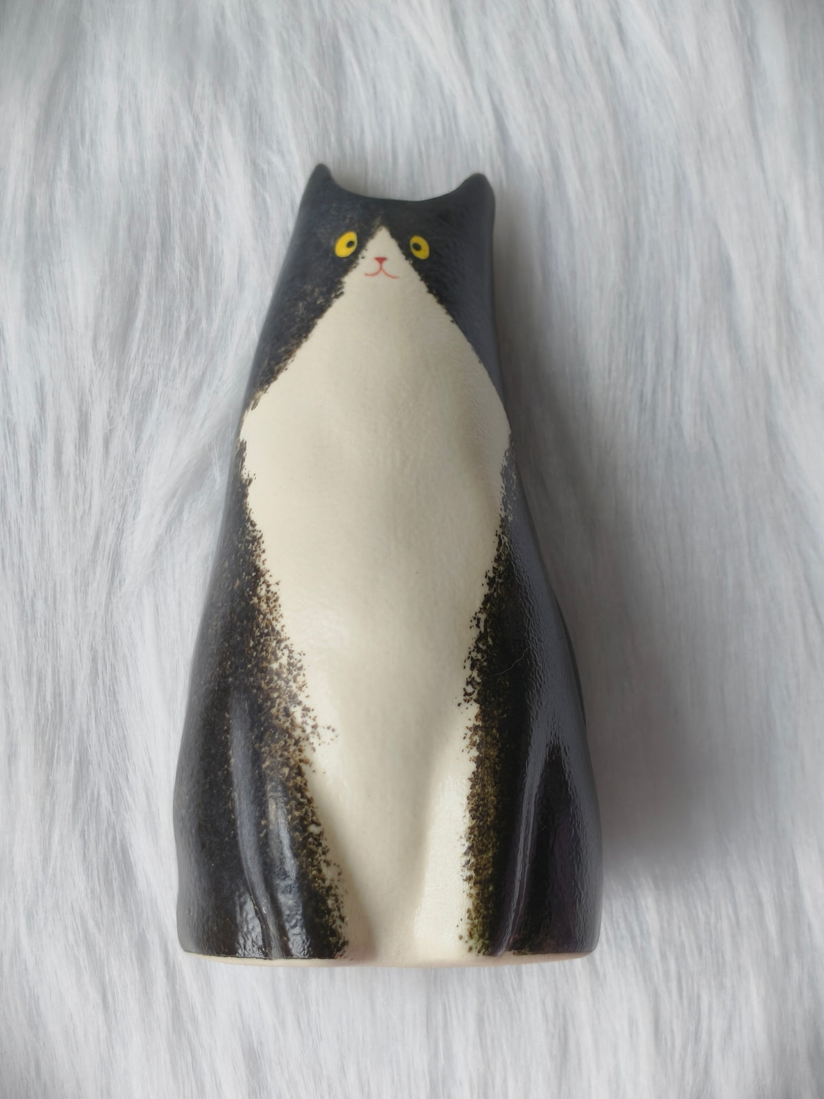 Handmade Ceramic Cat Vase | Tall Flower Vase, Cat Lover Gift - Cow Cat