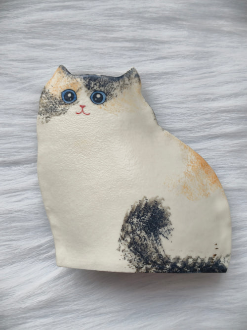 Handmade Ceramic Cat Vase | Sitting Cat, Cat Lover Gift - Calico