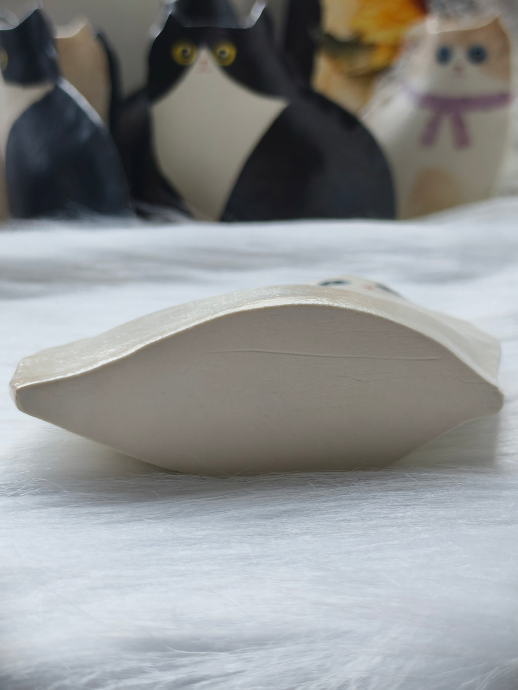 Handmade Ceramic Cat Vase | Sitting Cat, Cat Lover Gift - White