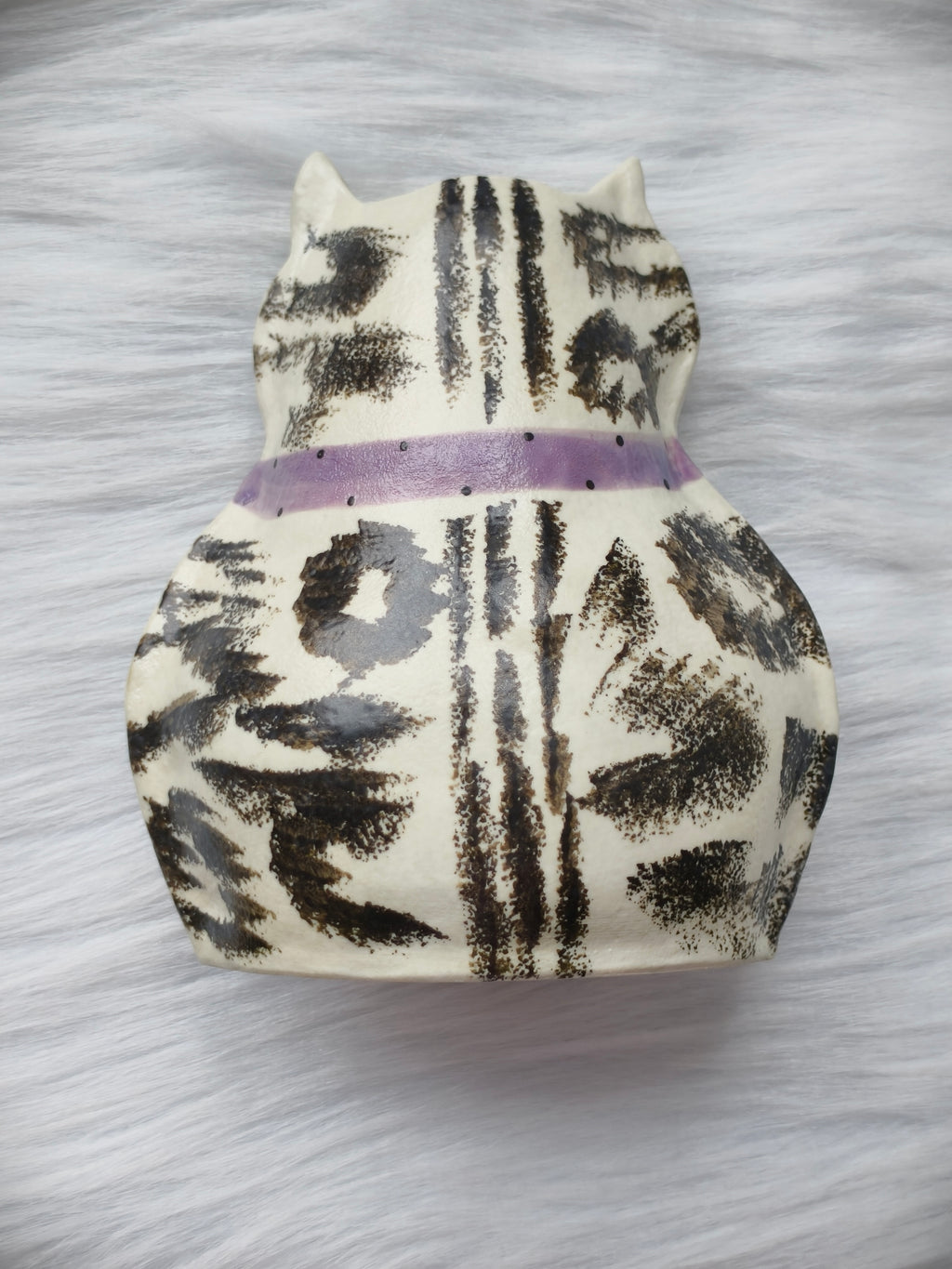 Handmade Ceramic Cat Vase| Cute Chubby Cat Vase, Cat Lover Gift - Grey Tabby