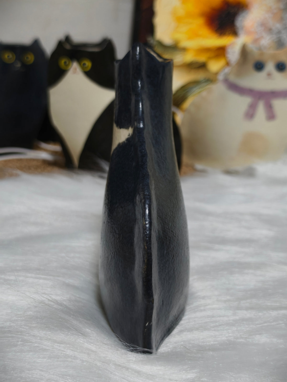 Handmade Ceramic Cat Vase | Sitting Cat, Cat Lover Gift - Cow Cat