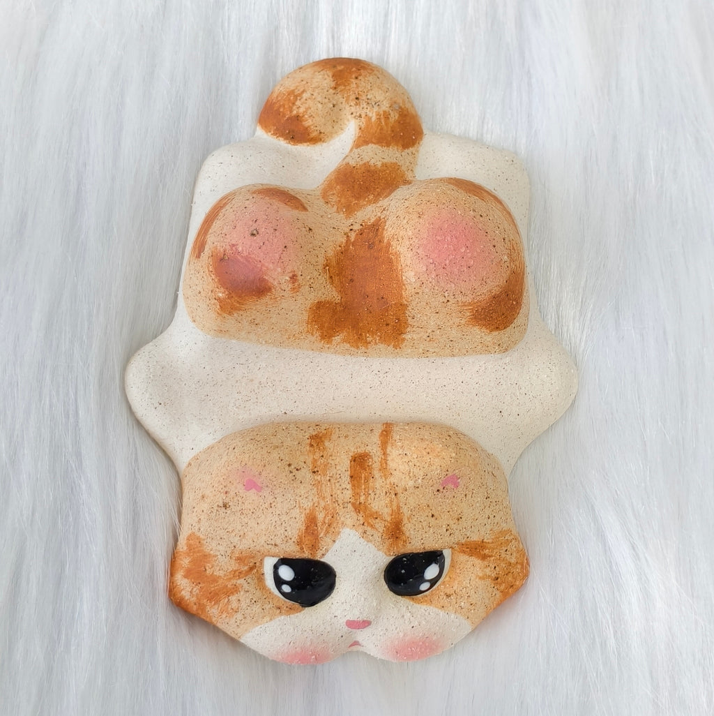 Handmade Ceramic Cat Phone Stand | Ginger Cat, Gift for Cat Lovers