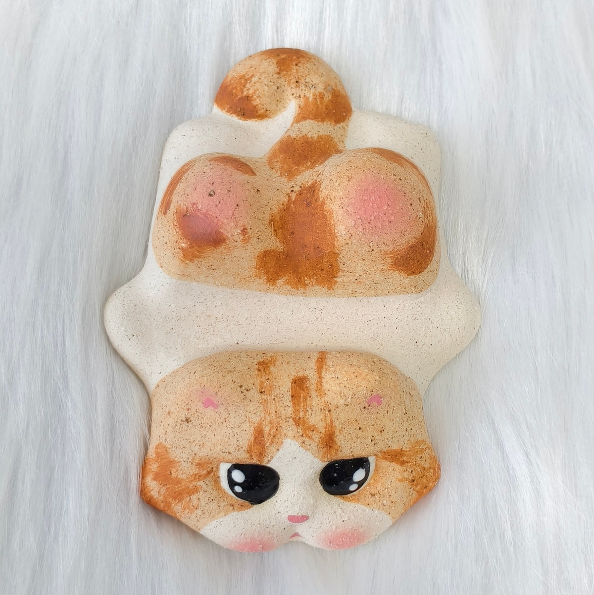 Handmade Ceramic Cat Phone Stand | Ginger Cat, Gift for Cat Lovers