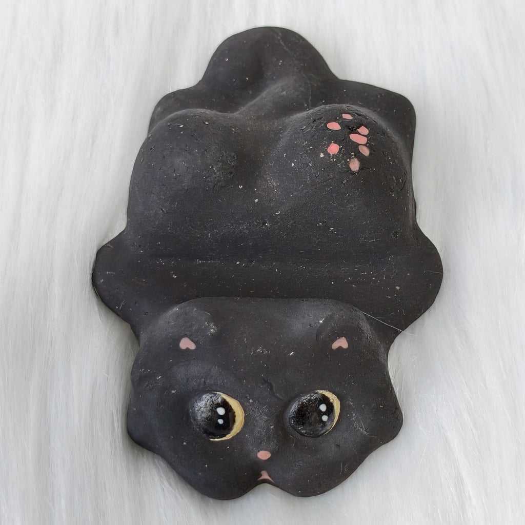 Handmade Ceramic Cat Phone Stand | Black Cat, Gift for Cat Lovers