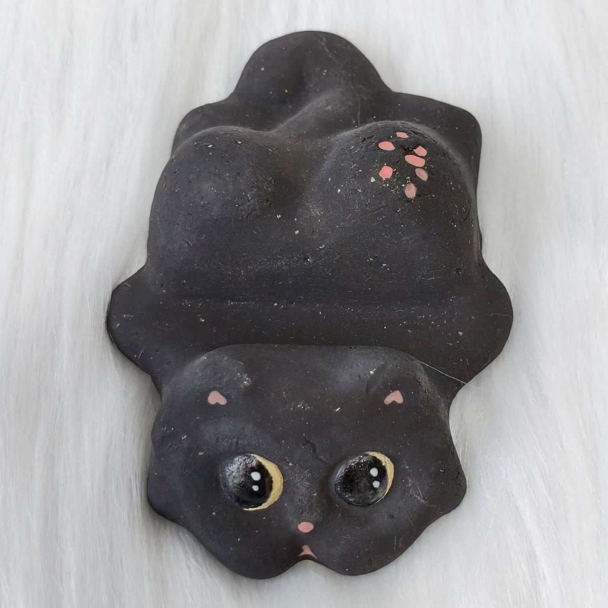 Handmade Ceramic Cat Phone Stand | Black Cat, Gift for Cat Lovers