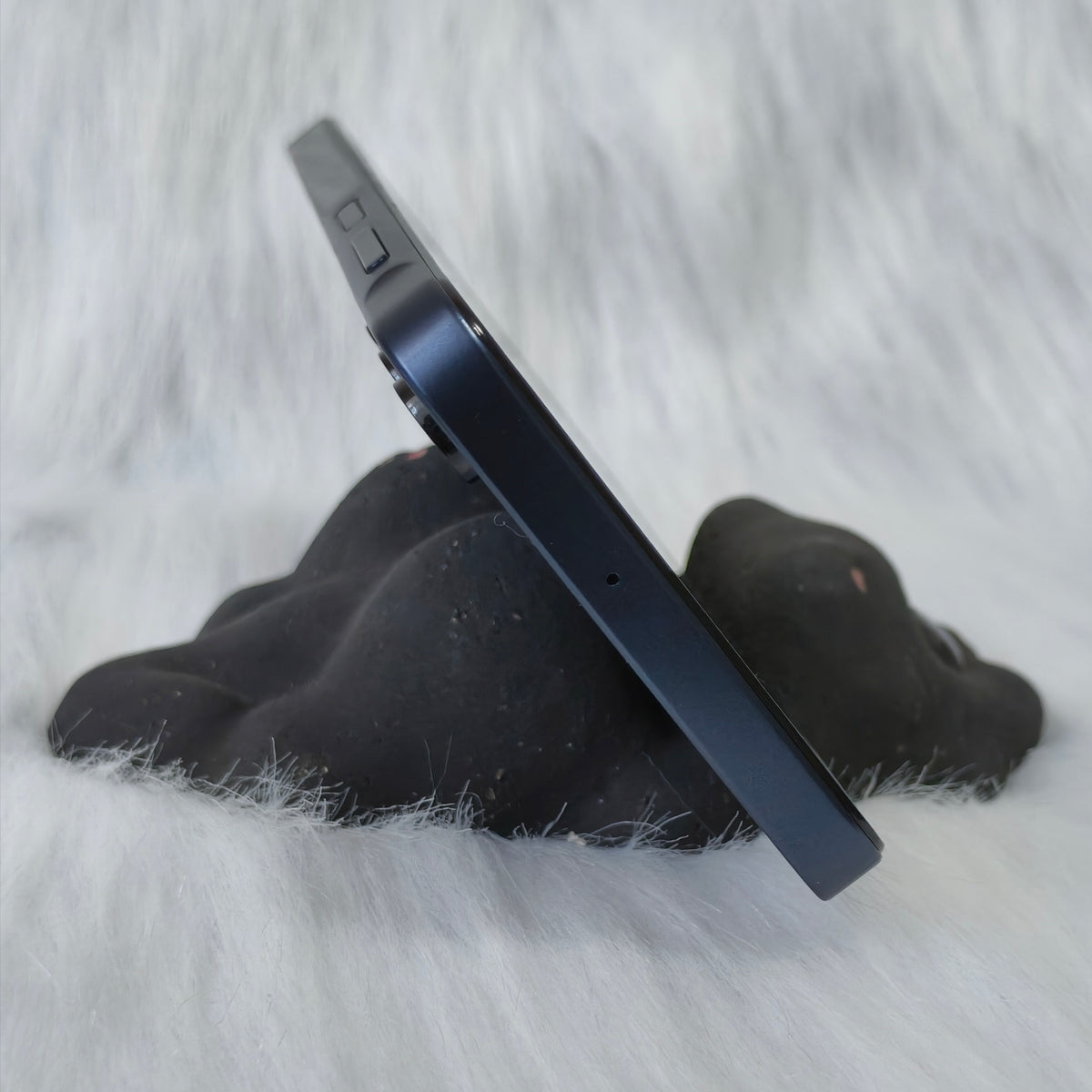 Handmade Ceramic Cat Phone Stand | Black Cat, Gift for Cat Lovers