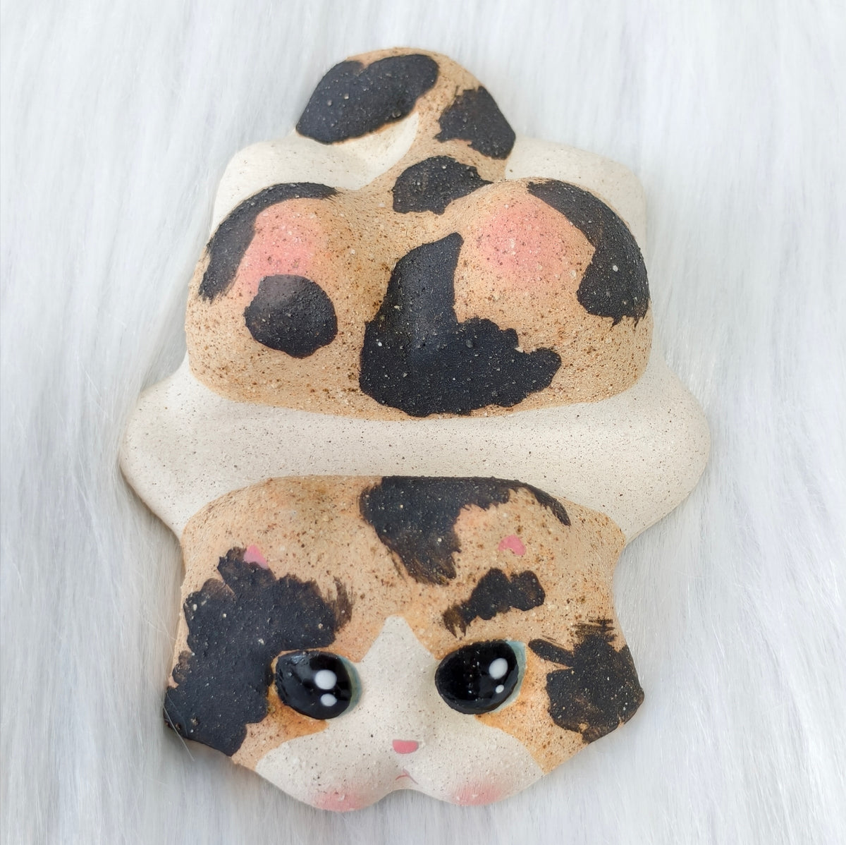 Handmade Ceramic Cat Phone Stand | Calico Cat, Gift for Cat Lovers