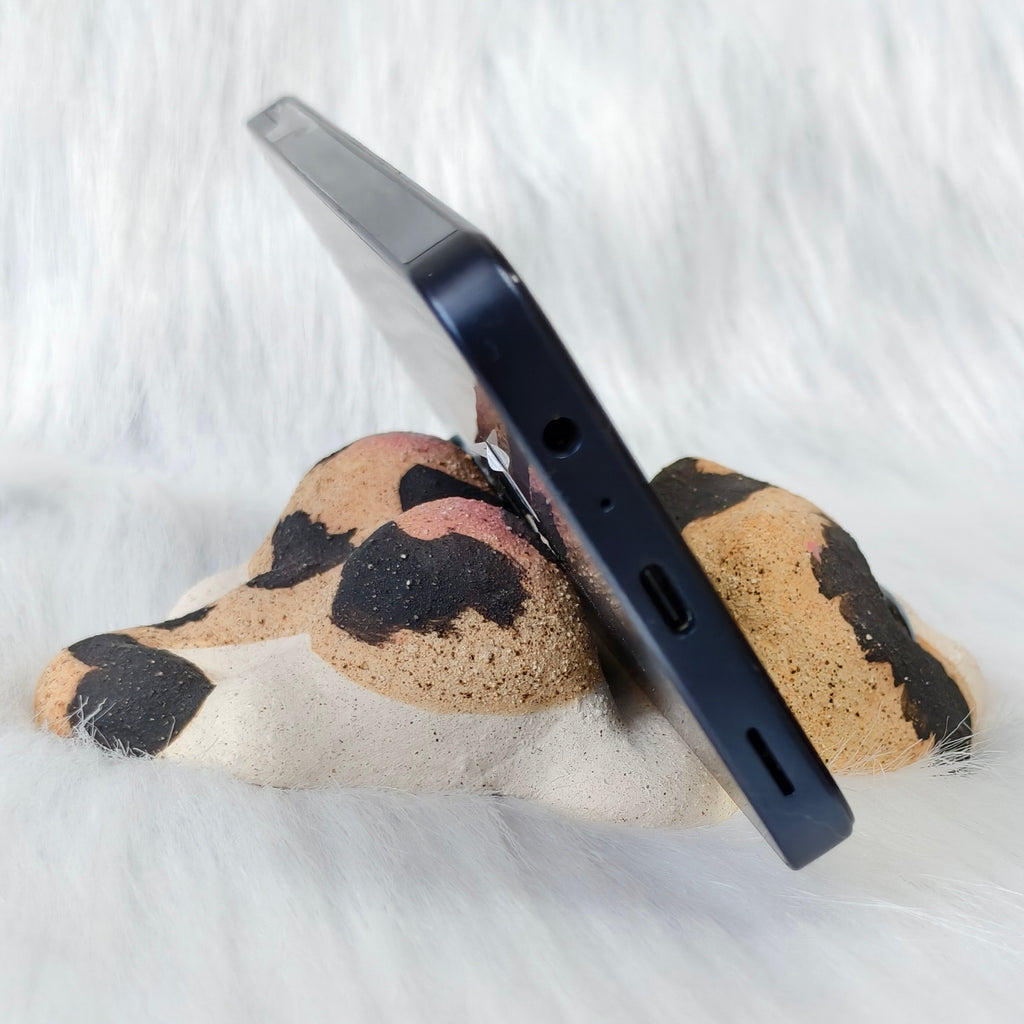 Handmade Ceramic Cat Phone Stand | Calico Cat, Gift for Cat Lovers