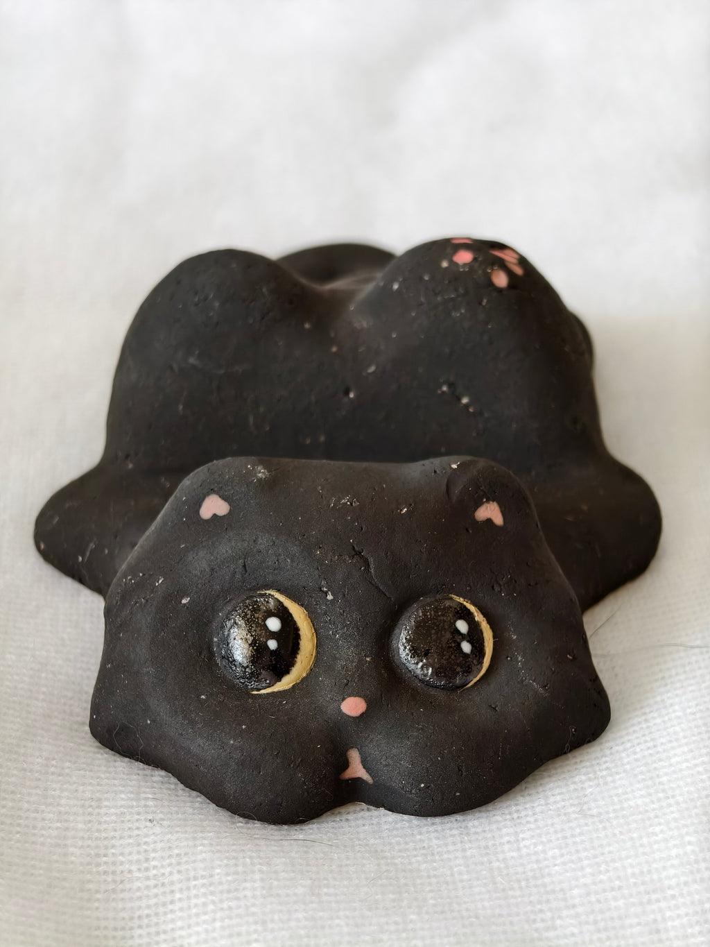 Handmade Ceramic Cat Phone Stand | Black Cat, Gift for Cat Lovers