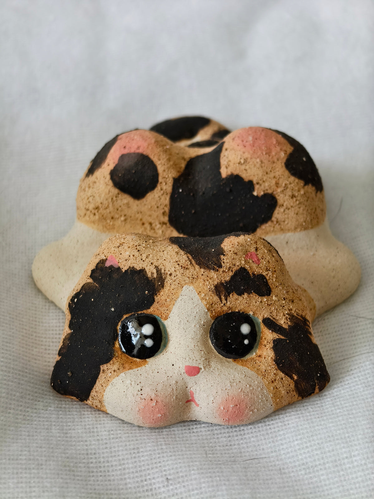 Handmade Ceramic Cat Phone Stand | Calico Cat, Gift for Cat Lovers