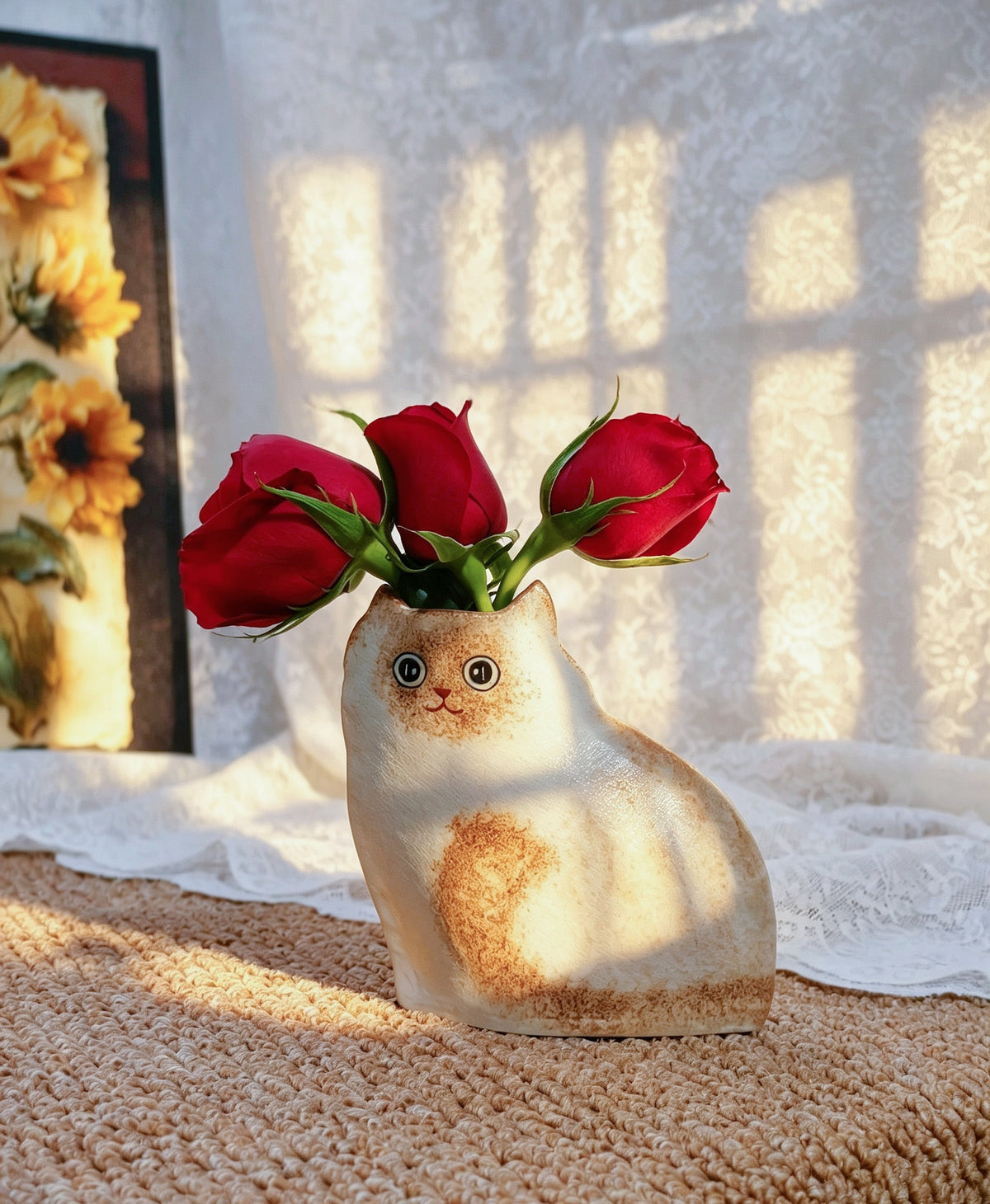Handmade Ceramic Cat Vase | Sitting Cat, Cat Lover Gift - Siamese