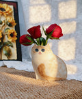 Handmade Ceramic Cat Vase | Sitting Cat, Cat Lover Gift - Golden Shorthair