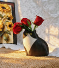 Handmade Ceramic Cat Vase | Vintage Brushstroke Design, Cat Lover Gift - Cow Cat