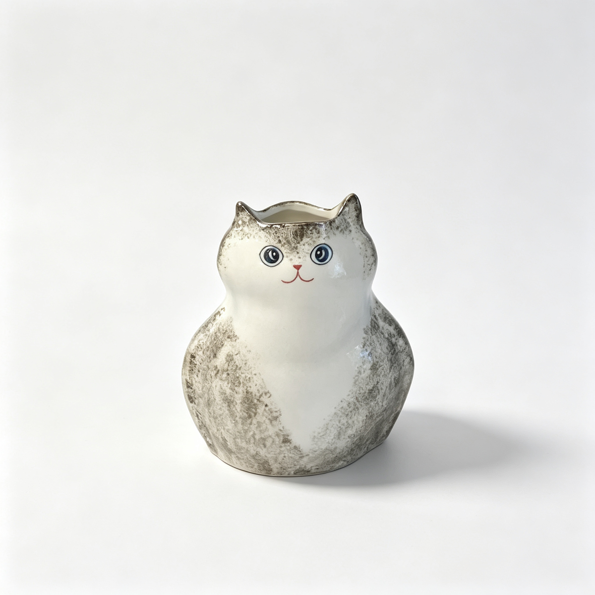 Handmade Ceramic Cat Vase| Cute Chubby Cat Vase, Cat Lover Gift