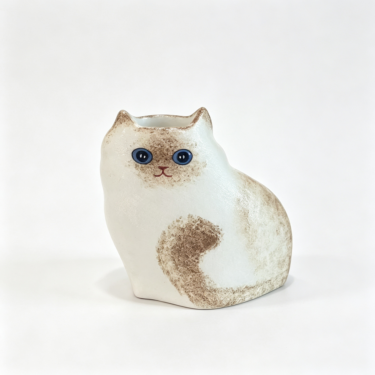 Handmade Ceramic Cat Vase | Vintage Brushstroke Design, Cat Lover Gift