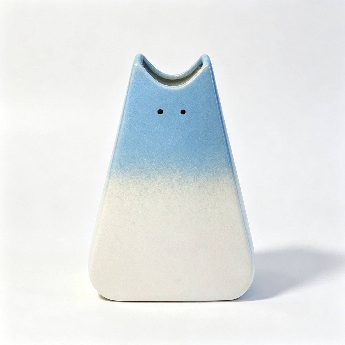 Handmade Gradient Ceramic Cat Vase | Modern Cat Lover Gift, Minimalist Art