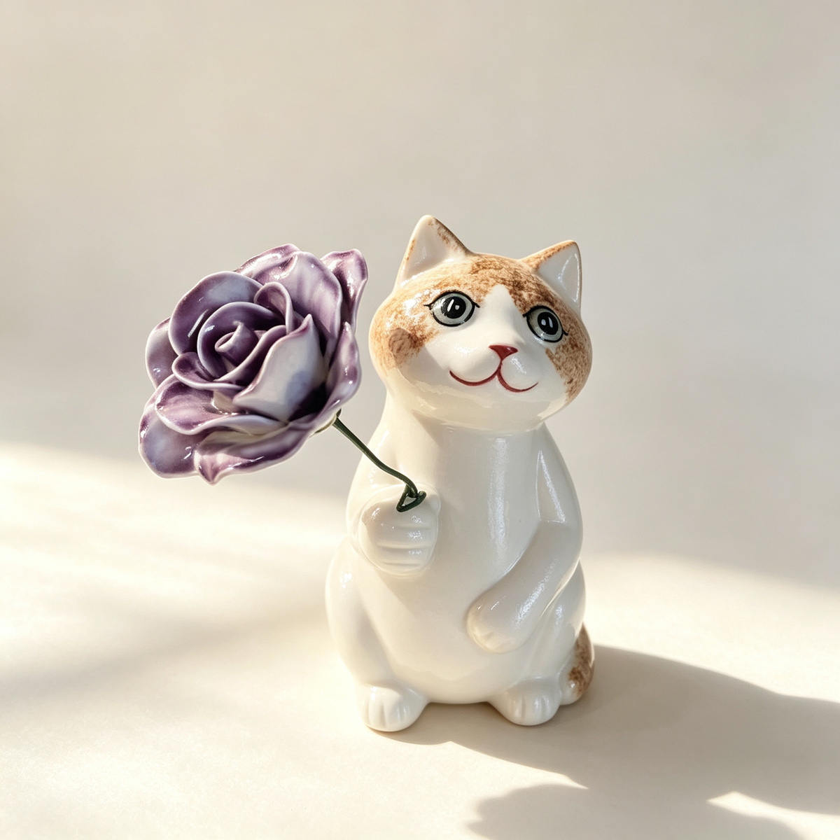 Handmade Ceramic Cat Vase | Adorable Cat Figurine, Cat Lover Gift