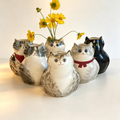 Handmade Ceramic Cat Vase| Cute Chubby Cat Vase, Cat Lover Gift